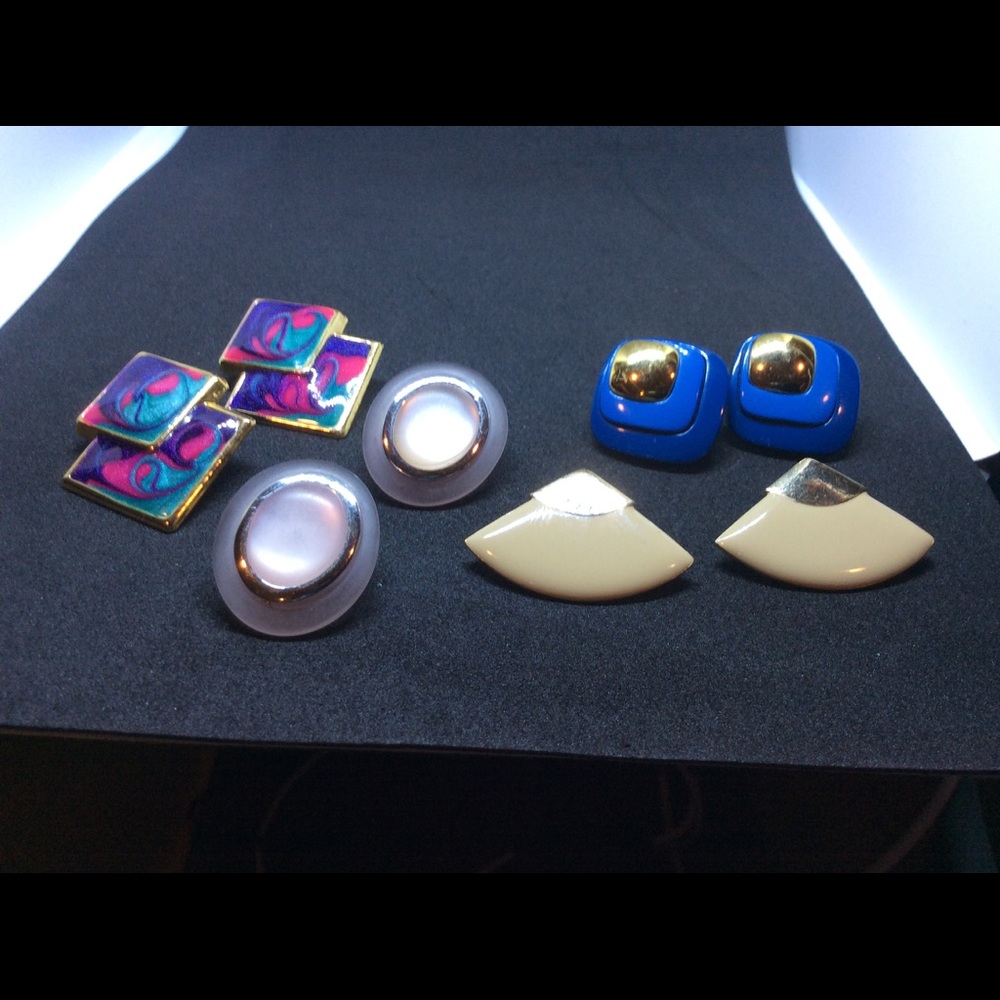 Four Pair Vintage Pierced Earrings